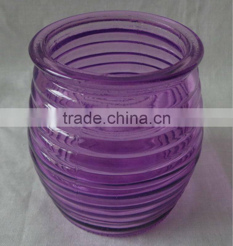 Purple Colored glass candle holder