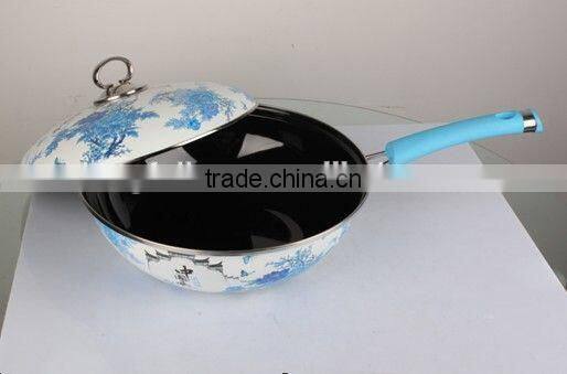 High quality enamel coated cast iron frying pan