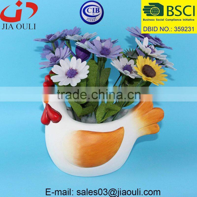 Beautiful EASTER decorations ceramic rooster figurines, animal planter pot