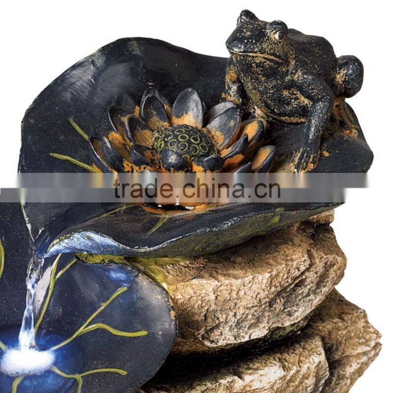 Frog and Four Lily Pad LED Lighted Outdoor Fountain