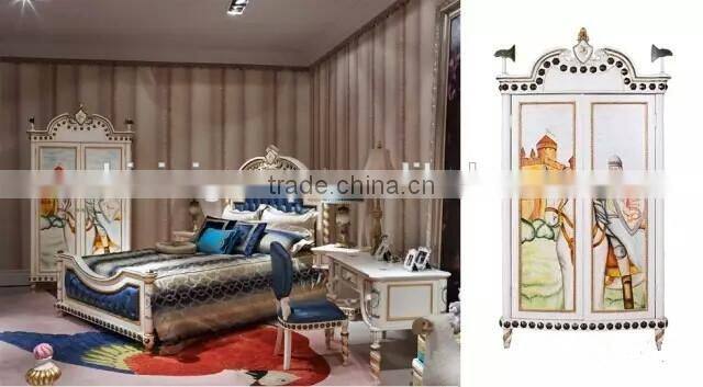 French style prince dark blue hand painting classic & unique boys kids bedroom furniture - BF07-70347