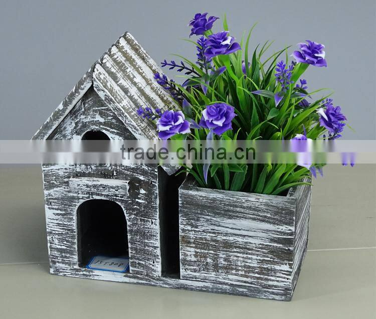 Bird House Wooden Planter Boxes Artificial Planter