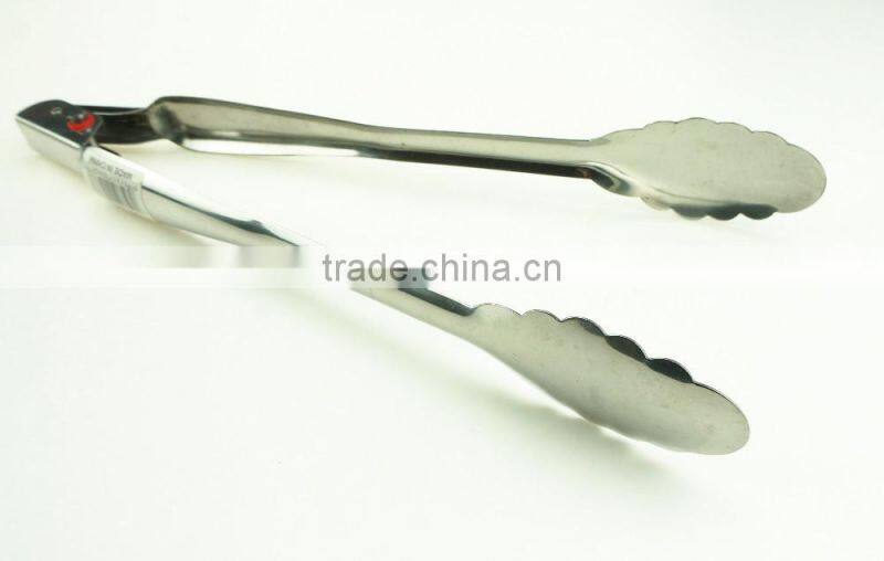 39034 12 Inch Heavy New Mould Stainless Steel Kitchen Tongs BBQ Grill Food salad Tongs