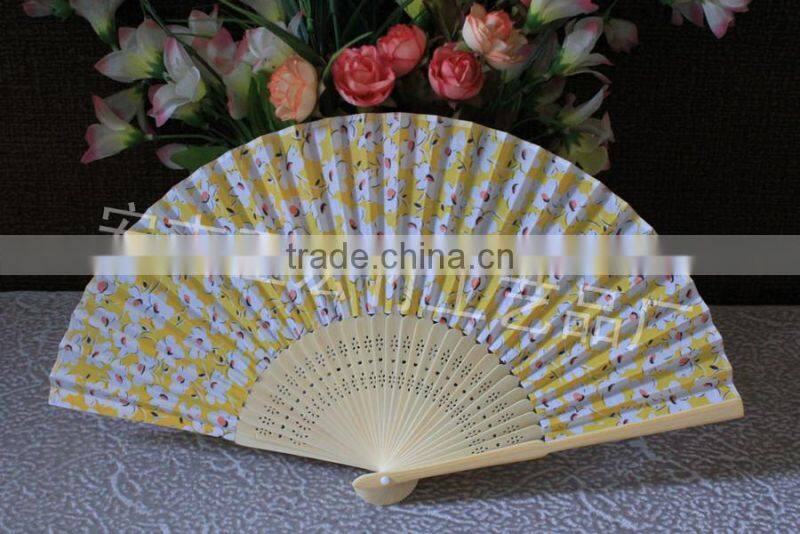 Beautiful fabric bamboo fan for ladies