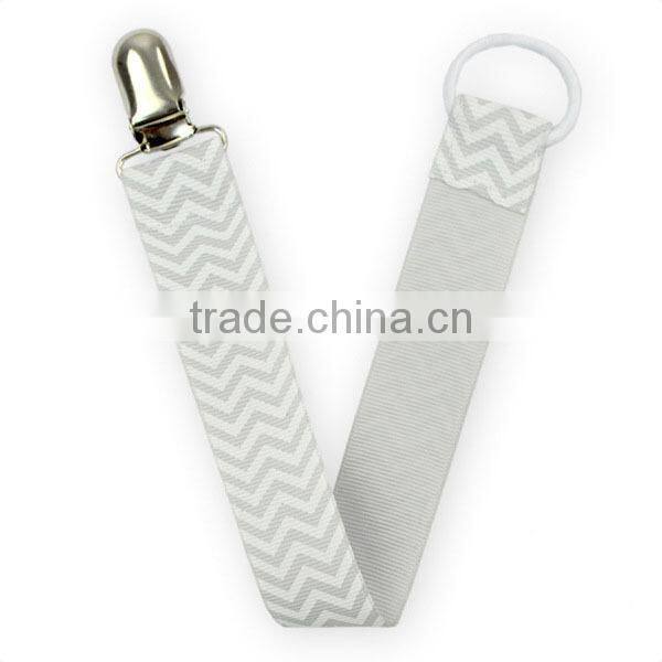 Wholesale Soother Baby Pacifier Chain Clip Ribbon Printed Pacifier Clip Baby, High Quality Pacifier Clip Holder
