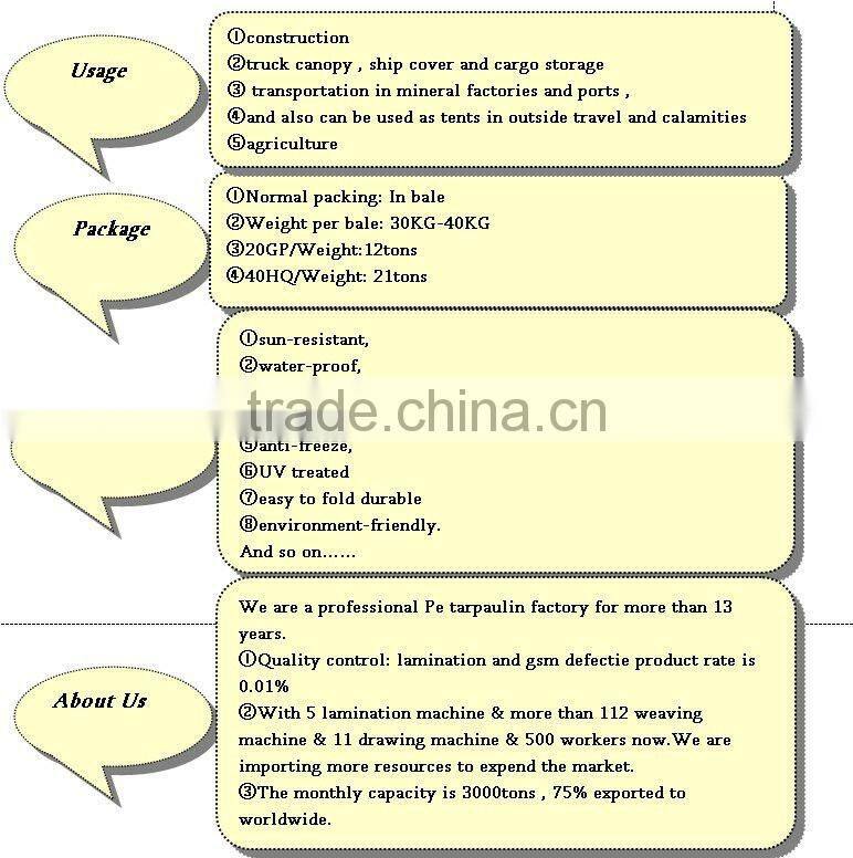 Factory Pirce PE Tarpaulin Welded Hem Goods