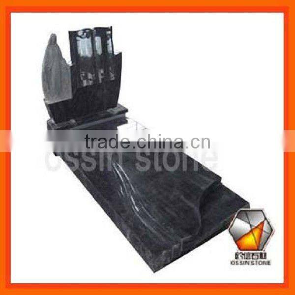 Black Granite Cross Tombstone