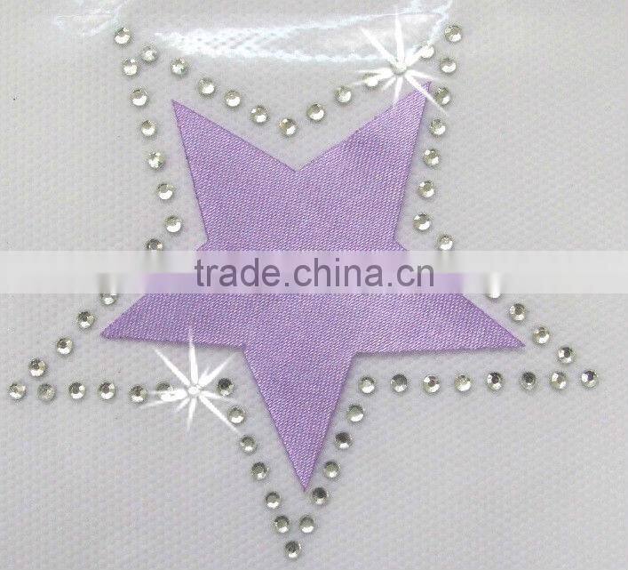 Satin fabric hotfix custom motif design crown design on t shirt