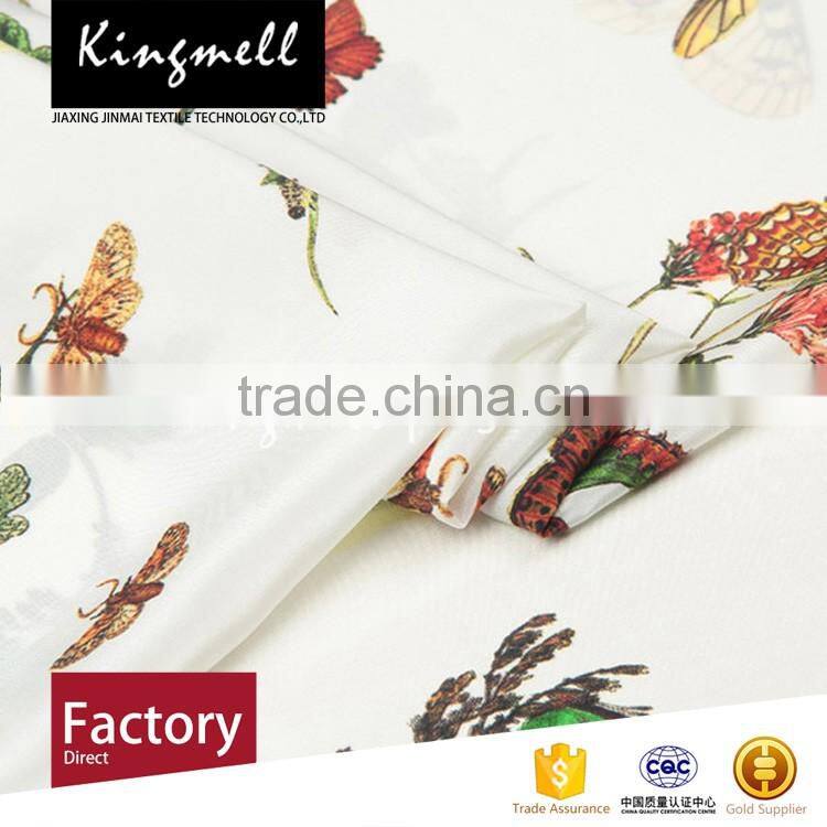 Custom high-end butterfly digital printed silk crepe de chine fabric
