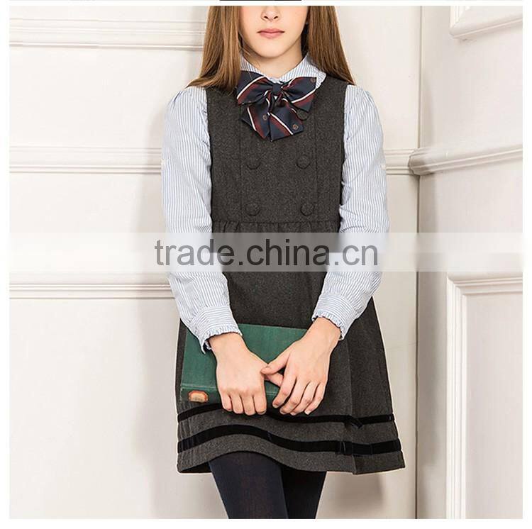 China Manufacture Girls Winter Grey School Uniform Dress