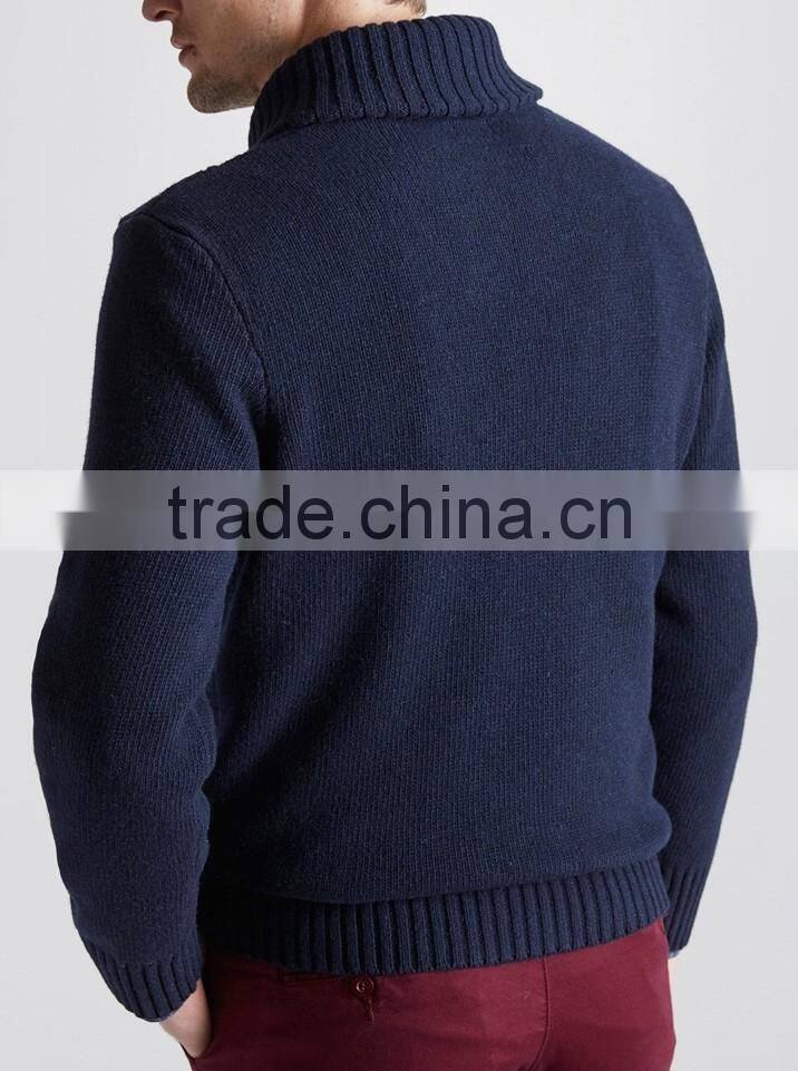 High Quality Wholesale knitwear Men's shawl collar cable sweater navy (BKNM15)