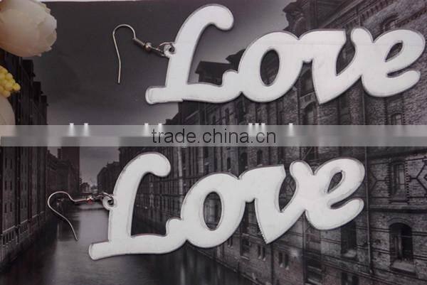 new design acrylic LOVE letter earrings 2015 Punk earring jewelry Hip Hop custom acrylic letter earring