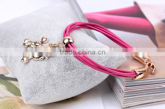 high quality gold oval clasp leather bracelet multi strand leather bracelet