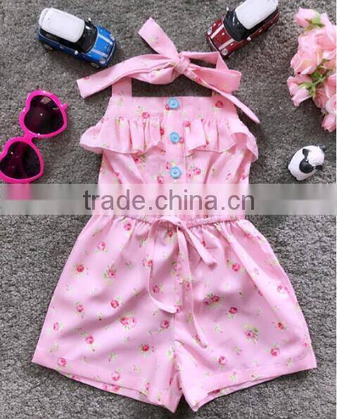 Wholesale sling design baby jumpsuit girl floral romper newborn baby clothes
