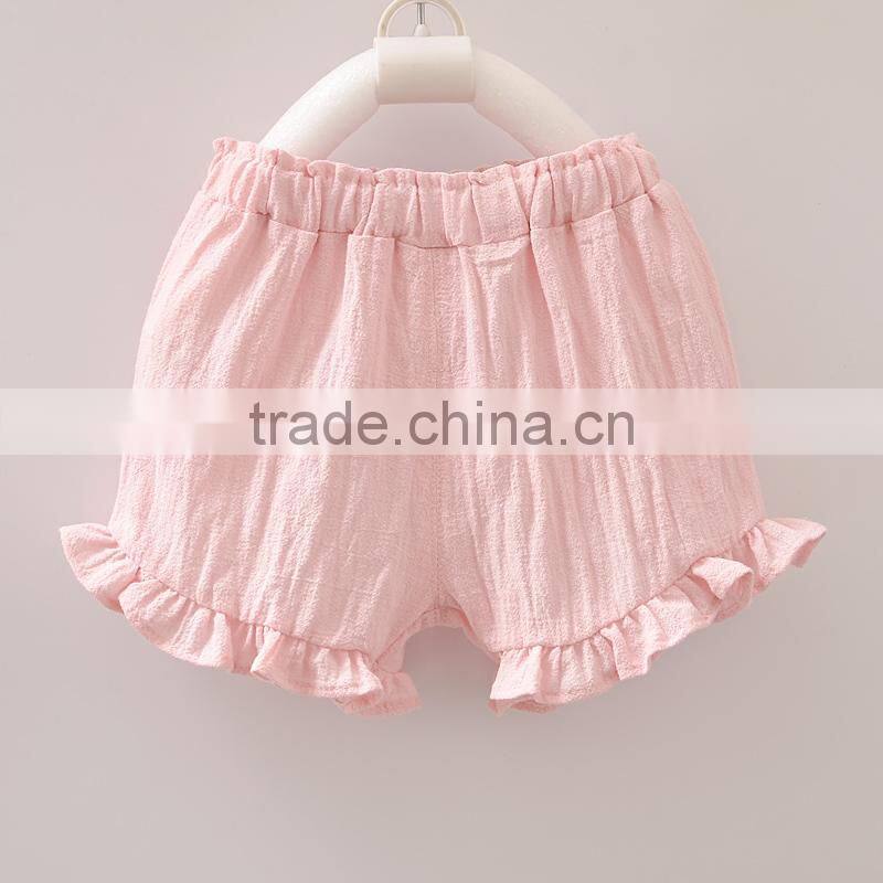 Blank baby clothes top ruffle shorts two piece set 100% cotton clothing for toddlers crushed linen outfit
