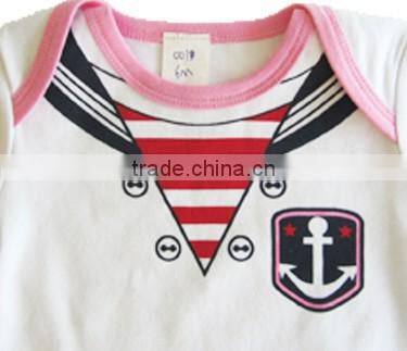 Summer NewBorn Baby Bodysuit Navy Style Baby Girl Romper Short Sleeves Romper For Toddler