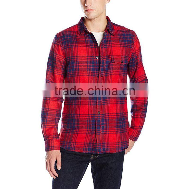 2015 china custom wholesale shirt red flannel shirt with longsleeve