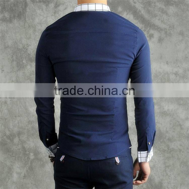 2016 Fashion design button down long sleeve slim fit jeans shirt