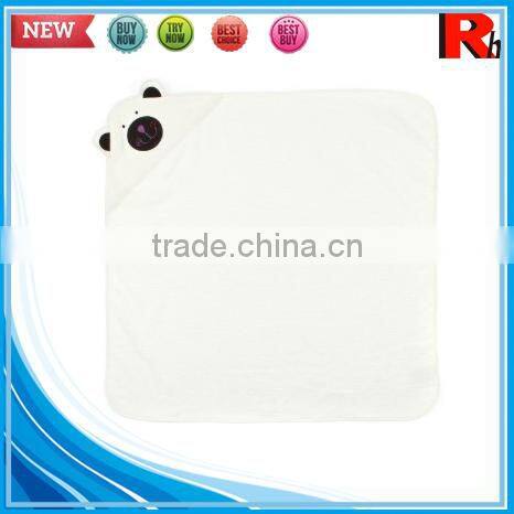 China wholesale supplier white terry applique organic cotton baby hooded bath towel terry towel with dobby border