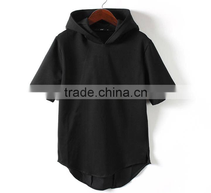high quality custom 100% cotton men's short sleeve blank black wizard hoodie