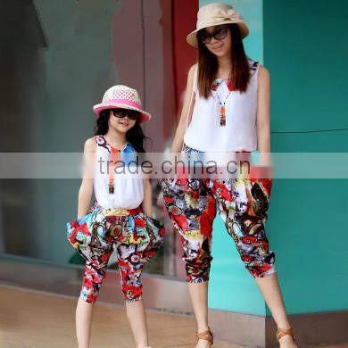summer Mother and daughter family clothing fitted,fashion children clothes