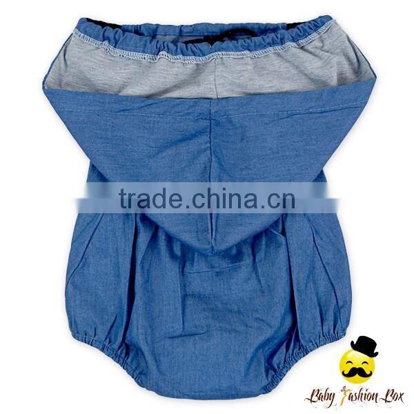 HYB172 Yihong 2017 New Design Designer Punjabi Suits Denim Hooded Toddle Girls Casual Wear Baby Clothes Romper