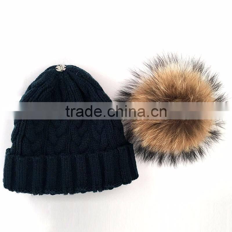 Myfur Classical Cable Knitting Hat and Cap Wholesale Men Beanie Hat Navy Color