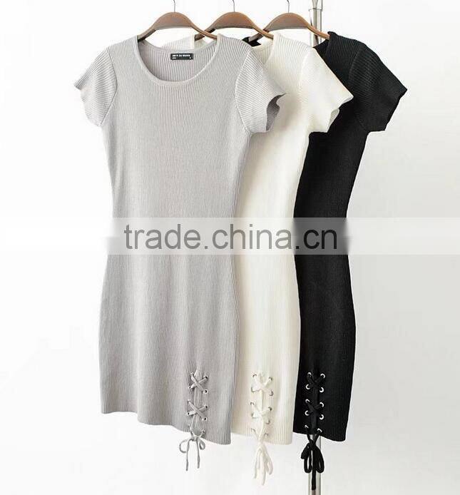 Runwaylover 135 New Style 2017 Women Cap Sleeve Fashion Knitted Bodycon Mini Dress