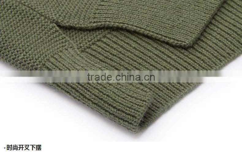 2017 new design style women green color turtleneck long sleeve pullover sweater