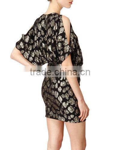 Cinch-Waist Flutter-Sleeve Minidress Evening Dresses China