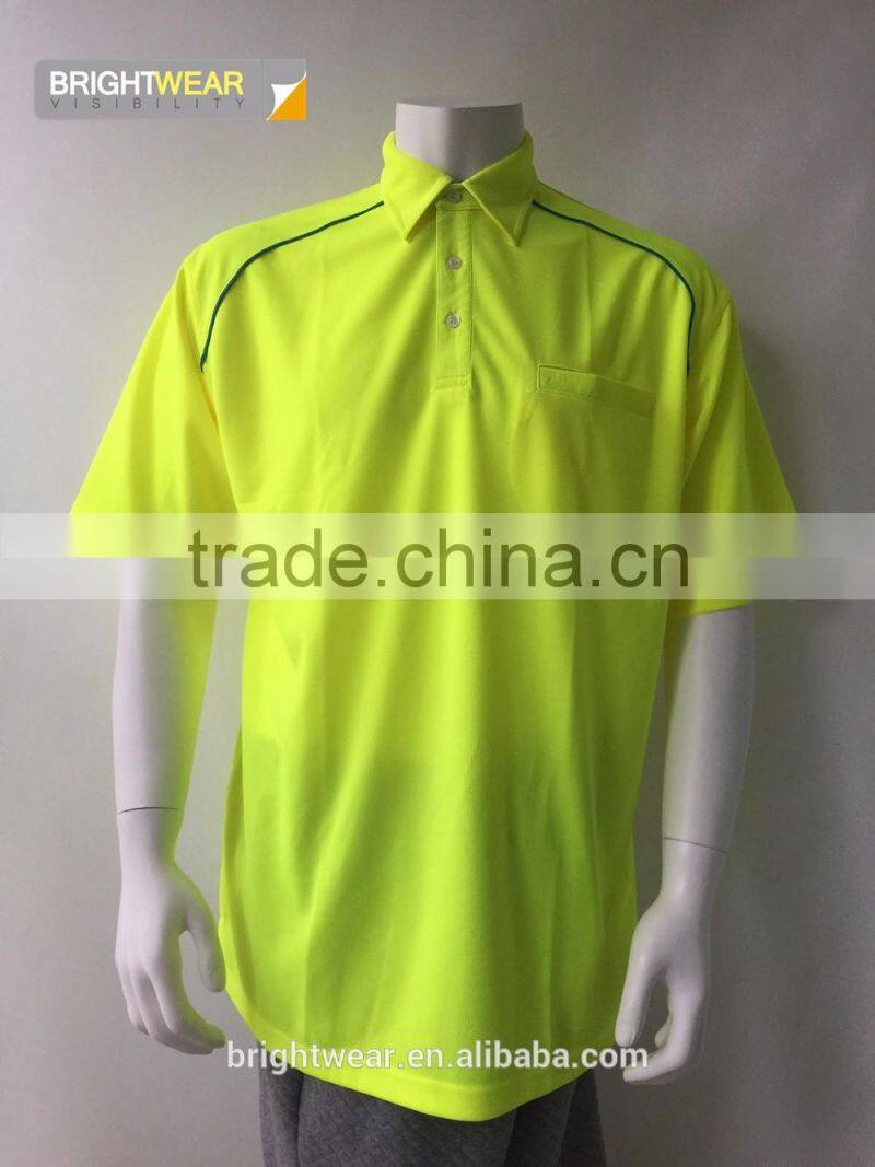 Hi-vis short sleeve 3M tape reflective safety ANSI night use protective polo shirt