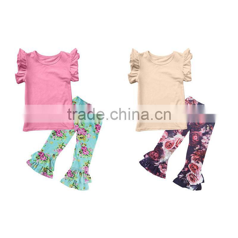 New Arrival Spring Summer princess Baby Girl Clothing outfit hot sale baby party Top With Pants Ruffle Set fashion flower pants