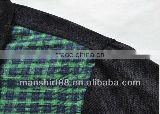 Men's slim fit flannel splicing winter shirt