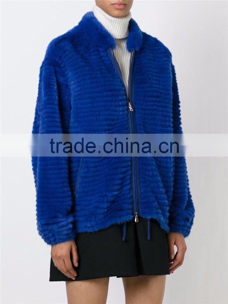 Shandao OEM custom long sleeve fashional women warm blue mink coat