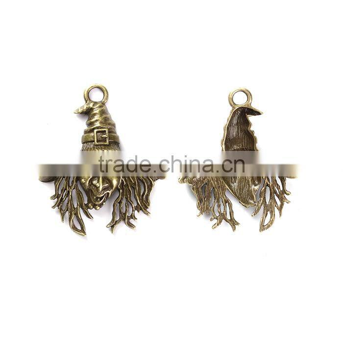 Zinc Based Alloy Pendants Halloween Witch Antique Bronze
