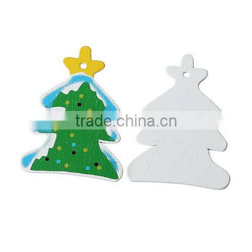 Green Christmas Tree Wood Charm Pendants 3.7cmx29.0mm