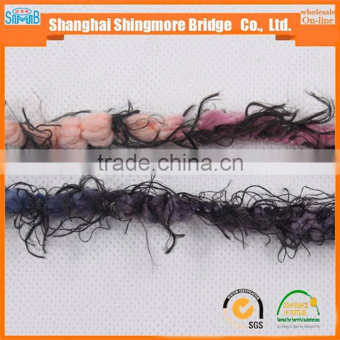 China textile yarn factory direct wholesale oeko tex certified polyester spun dyed yarn feather pompom yarn for knitting scarf