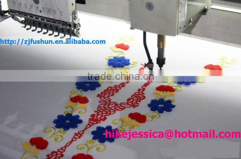 FS-607 4 in one Chennille and single sequin and cording and flat Mixed computerized Embroidery Machine