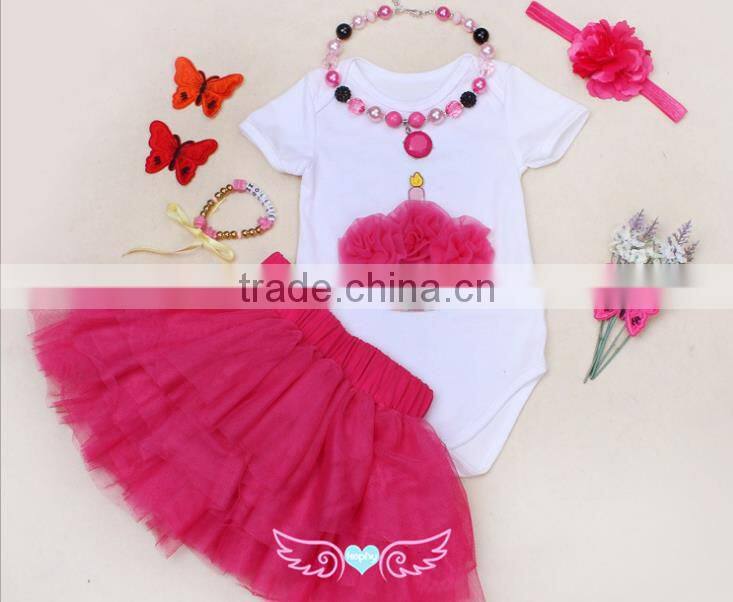 Baby Girl's First Birthday Outfit Boutique cloth wholesale kids hot pink tutu skirt/dress clothing set
