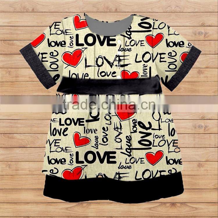 CH00259YIWU BOYA Cotton milk silk dress cotton love heart new fabric pattern kids clothes wearing boutique dresses