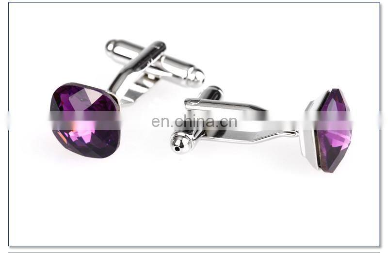 Simple Deluxe Purple Rhinestone Jewelry Unisex Shirt Cufflinks Brand