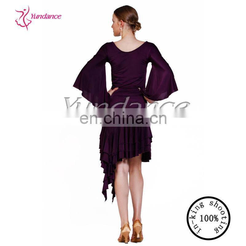 AB015 2014 High Quality Polyester Sexy Dance Shirt Brown