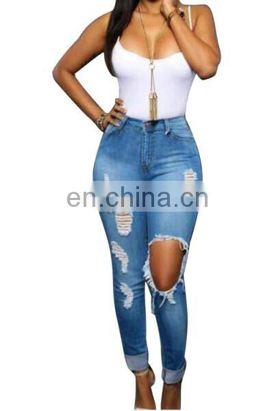 New Arrival Light Blue Top design ladies new style Jeans