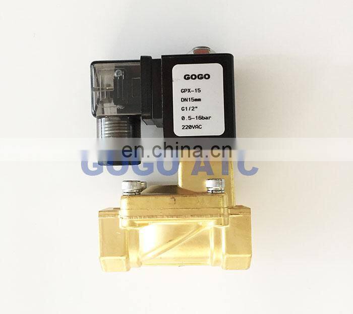 GOGO Normally Closed 2 way Pilot Diaphragm Brass electric 12v 24v 110v 220v water Solenoid Valve air 1/2" BSP 15mm PX-15 NBR