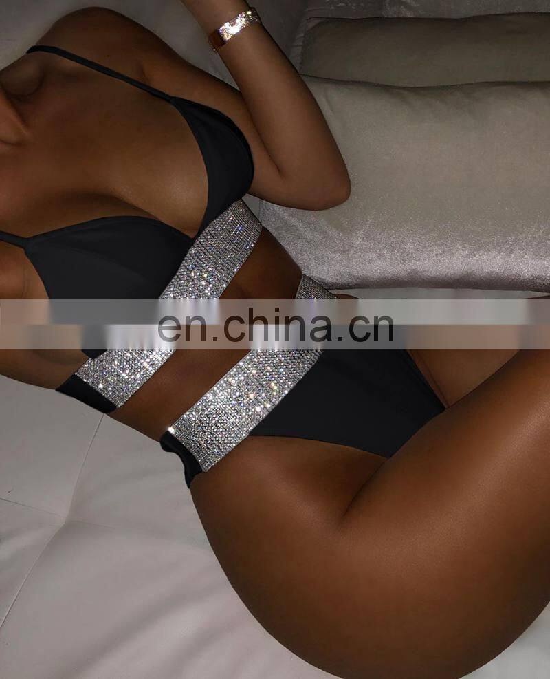 Fantoye Summer Shiny Beachwear Bikini Women Sequin Patchwork 2019 New Two Piece Bikini Sets Fashion Lady Swimming Bathing Suits