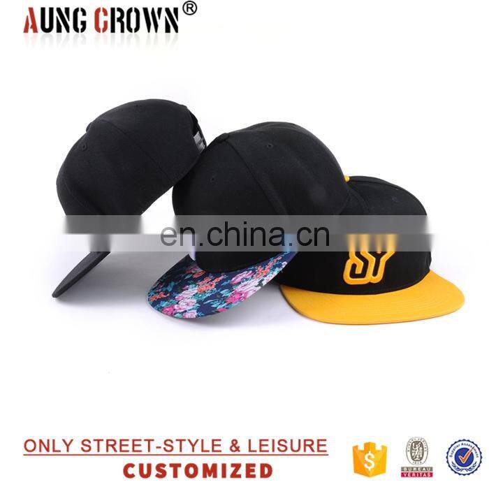 Custom fashion embroidered logo acrylic snapback cap boys