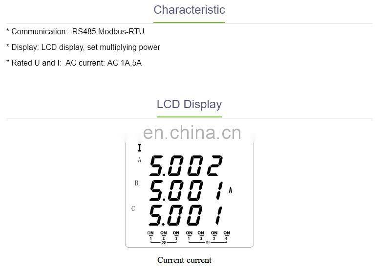 three phase lcd display intelligent smart ammeter Acrel AMC72L-AI3