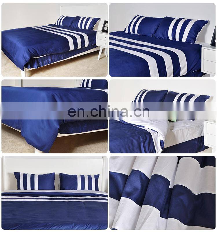 Factory supply 100% Cotton Comforter Bed Cover Sets luxury silk striped sheets bedding set for sale