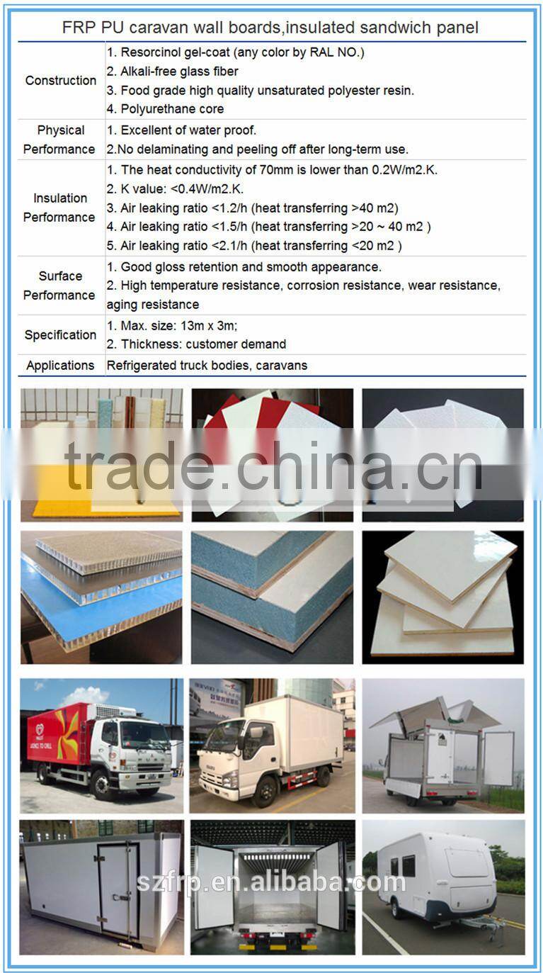 FRP truck box panels/frp and polyurethane foam sandwich panels roof/FRP PU caravan wall boards/insulated sandwich panel