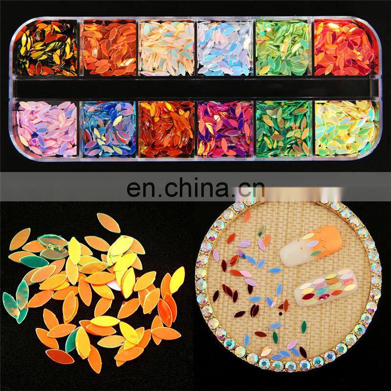 Fantasy Color Round Marquise Diamond Shaped Thin Nail glitter sequins Slice nail pearl decoration for nail art